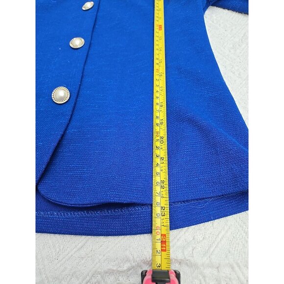 Pablo Collection Womens Petite 10 Royal Blue Skirt & Jacket Set With Pearl Butto - Picture 7 of 9